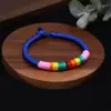 Estilo Étnico Vintage Pulsera Tejida de Cuerda Colorida Nudo de Diamante para Mujer Souvenir Turístico Estilo Xizang Cuerda de Mano de Moda Arcoíris