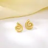 Pendientes Moda Europea y Americana Elegantes Nicho con Estilo Latón Chapado en Oro de 18K Retorcido Retro Concha de Caracol Pendientes Microincrustados