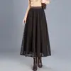 Falda de encaje elegante de línea A para mujer, nueva colección otoño 2026, de cintura alta, adelgazante, falda larga, elegante, rejuvenecedora y moderna con dobladillo acampanado