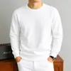 Moletom com Gola Redonda Pesado Transfronteiriço Masculino Novo Estilo Primavera e Outono 2026 Moda Casual Cor Sólida Manga Longa Camada Base Moletom Masculino