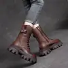 Botas Estilo Británico Martin de Alta Calidad para Mujer 2026 Otoño/Invierno Nuevos Zapatos de Algodón Botas de Media Caña para Mujer Suela Gruesa con Terciopelo Botas de Nieve