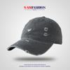 Gorra de béisbol sencilla y versátil de estilo coreano, color blanco y azul marino, con agujeros y letra W, moderna para hombres y mujeres, con lengüeta de patito.