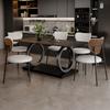 Mesa de comedor y silla de estilo italiano minimalista para apartamento pequeño, estilo rockero, moderna, sencilla, rectangular, de acero inoxidable de alta gama.