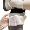 Meias de algodão puro para mulheres, estilo fino de verão, malha vazada, estilo ballet, comprimento até o meio da panturrilha, renda, combinadas com sandálias pequenas, meias largas