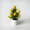 Fornecido diretamente pelo fabricante, mini plantas em vaso com 10 frutas artificiais para decoração de casa, enfeites de Ano Novo e de inauguração de casa, decorações de bonsai de plantas verdes artificiais