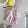Pantalones Casuales Versátiles para Bebés Niñas, Sueltos, Ligeros, con Ribete de Encaje, Estampado a Cuadros de Dibujos Animados, Lindos