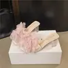 Sandalias de tacón alto sin tiras de nuevo estilo con diseño floral para mujer, para uso exterior en verano, tacón grueso de nicho, estilo de hada lady a la moda 2026