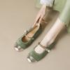 Weiwei Girl 397-1 Zapatos Planos Franceses para Mujer de Primavera y Verano con Zapatos Mary Jane Boca Baja Suela Suave Zapatos Huevo