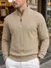 Sudadera con cremallera media y cuello alto, de jacquard texturizado con rayas verticales, estilo americano, para hombre, de manga larga, informal, para uso diario.