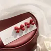 Novos Brincos Prateados Verão 2024 Brincos de Laço Vermelho e Verde Estilo Japonês Fresco Brincos de Ar Portão Leste Joias