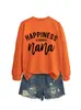 La felicidad es ser sudadera casual suelta simple para mujer de comercio exterior transfronterizo de la lista de deseos de Amazon en stock
