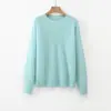 Coleção Outono/Inverno 2026: suéter de gola redonda, simples, modelagem solta, de fleece escovado, suéter de tricô, suéter feminino de puxar, suéter de base