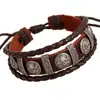 Yiwu joyería al por mayor pulsera unisex estilo europeo y americano cuero genuino aleación pulsera tejida pulsera de piel de vaca