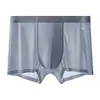 Roupa Íntima Masculina de Seda de Gelo Verão Fina Respirável Antibacteriana Virilha Confortável Cuecas Boxer Briefs Sem Costura Shorts de Quatro Cantos