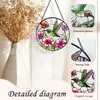 Pegador de Sol Vitral Floral com Beija-flor, Decoração Redonda para Pendurar na Janela, Exclusivamente para Decoração de Casa
