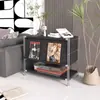 Estantería de suelo minimalista negra estilo japonés con puerta abatible para revistas, estante de exhibición nórdico, estante para sala de estar Bauhaus