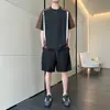 Traje Deportivo Casual Elástico de Verano para Hombre, Shorts Sueltos de Seda Helada Transpirables de Secado Rápido, Camiseta de Manga Corta, Conjunto de Dos Piezas Moderno