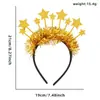 2027 Decorações de Natal Faixa de Cabeça Presilha de Cabelo Festa de Véspera de Ano Novo Adereços para Fotos Faixa de Cabeça com Estrela e Fita Colorida