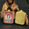 Amuleto Guardián Budista del Zodiaco Tara Verde Zhaliram Dios Amarillo de la Riqueza Zorro de Nueve Colas Buda de la Medicina Cinabrio Oro Colgante Thangka