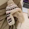 Gorro de Orejeras Tejido Fair Isle Mismo Estilo que Zhao Lusi para Mujer, Cálido de Invierno, Engrosado, Forro de Felpa, a Prueba de Frío, Lana, Gorro Lei Feng