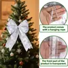 Decoração de Festa de Natal Tema Laço Pingente Dourado e Prateado Rede Dupla Camada Laço Adereços de Decoração para Árvore de Natal