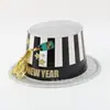 Sombrero de Copa con Polvo Dorado Estampado con Feliz Año Nuevo Sombrero de Plástico PVC de Moda Especial para Fiesta de Año Nuevo Logo Imprimible