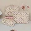 Bolsa de Maquiagem Floral com Suporte em Estoque, Grande Capacidade, Compartimentada, Bolsa de Higiene Pessoal Portátil para Viagem, Bolsa de Armazenamento de Cosméticos Feminina