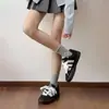 Calcetines de Algodón Puro con Borde Enrollado para Mujer, Estilo Retro, Parte Superior Holgada, Transpirables, Suaves, Calcetines de Media Pantorrilla, Calcetines Versátiles para Mujer