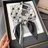Nuevo patrón geométrico sarga bufanda de moda primavera y otoño estilo occidental diadema decorativa cinta de doble propósito biselada decoración