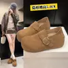 Zapatos de media pantufla para mujer estilo retro, nueva colección otoño 2026, mules de suela gruesa, mocasines slip-on fáciles de usar con punta redonda