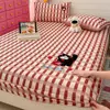 Sábana bajera ajustada de algodón puro, cepillado, con temática de dibujos animados, engrosada, pieza única, otoño/invierno, 100% algodón, funda de cama individual para niños, protector de colchón, juego de tres piezas