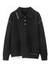 Ropa de punto para hombre Otoño e Invierno Nueva Camisa Polo con Cuello Revere Punto Juvenil Chaqueta de Punto Cálida Versátil Casual