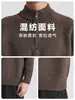 También Parada 2026 Otoño Polo de Media Cremallera con Cuello Alto para Hombre Tejido 450g Holgado Sensación de Alta Gama Suéter de Manga Larga