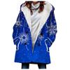Abrigo trench de mujer nuevo de 2023 de venta caliente transfronteriza invierno engrosado estilo europeo y americano patrón navideño abrigo con capucha lote