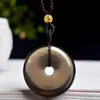 Qinpei Wholesale Colgante de Cristal de Té Natural con Hebilla de Paz y Cordón Trenzado Hecho a Mano Collar con Hebilla de Paz Colgante para Pareja