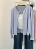 Cardigan de tricô com renda estilo coreano para proteção solar e ar condicionado para mulheres, novo estilo casual 2026, top fino de cor sólida versátil