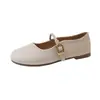 Zapatos Mary Jane Retro Franceses para Mujer 2026 Primavera y Otoño Nueva Moda Versátiles de Correa Única Puntiagudos Redondos Planos Poco Profundos
