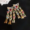 Jardín de Monet~ Pendientes Colgantes de Flor de Piedra Preciosa Colorida Estilo Óleo, Pendientes Estilo Palacio, Pendientes de Lujo Ligero de Gama Alta