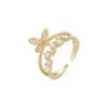 Anillo de Mariposa de Lujo Ligero Estilo Coreano para Mujer Estilo Cool Nicho Diseño Apertura Ajustable Color-libre Anillo de Doble Capa