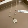 Nueva Moda Perla Camelia Collar Mujer Nicho Estilo Ins Todo-partido Suéter Cadena Clavícula Flor Diamante Colgante