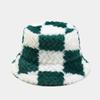 Otoño e Invierno Nueva Llegada Sombrero de Pescador Patchwork de Cuadros Grandes ins Moda Cálido Grueso Felpa Sombrero de Olla Sombrero de Sol para Mujer para Exterior