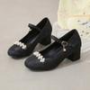 Novos Sapatos para Meninas Sapatos de Princesa para Estudantes Salto Alto para Apresentação Sapatos de Couro com Laço para Primavera e Outono Sapatos de Couro para Crianças Pequenas e Grandes