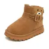 Botas de Neve Infantis Meninas Botas de Algodão 2026 Inverno Novo Sapatos de Algodão Botas de Algodão Grandes Menina Pequena Quente Mais Veludo Sapatos Infantis