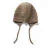 Cachemir 2026 Outono/Inverno Novo Chapéu Casual de Tricô Feminino de Alta Qualidade Cor Sólida Quente Moda com Amarração Proteção de Orelha