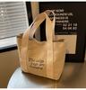 Bolsa de ombro de lona impressa com carta transfronteiriça Sacola feminina de grande capacidade Bolsa de compras portátil de saída