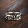 Anillo de Plata Tailandesa Retro Mariposa Venta Caliente Transfronteriza Anillo de Compromiso de Lujo Ligero Europeo y Americano para Mujer Teñido de Negro Fabricante Mayorista