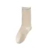 Calcetines de algodón puro de color liso para mujer, para primavera y otoño, hasta la pantorrilla, sin costuras, antibacterianos, de ajuste holgado, con borde enrollado, calcetines de maternidad, al por mayor