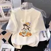 Camiseta Moda Princesa Desenho Animado Estilo Coreano Doce de Manga Curta para Meninas e Crianças Pequenas
