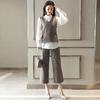 Traje nuevo de primavera y otoño con leche de papaya, camisa de gasa de manga larga con temperamento coreano, chaleco, pantalones, traje de dos piezas con temperamento corporal, tendencia