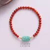 Colección de Pulseras Rojas del Sur de 4 mm Ágata Natural Nuevo Estilo Chinoiserie Pulsera Apilada para Mujer de Gama Alta Doble Círculo Regalo para Madre
